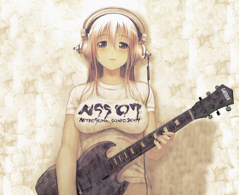 anime girl with guitar