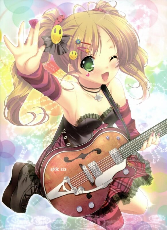 anime girl with guitar