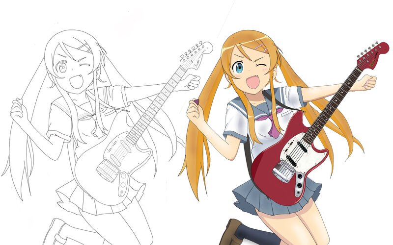 Anime girl with guitar