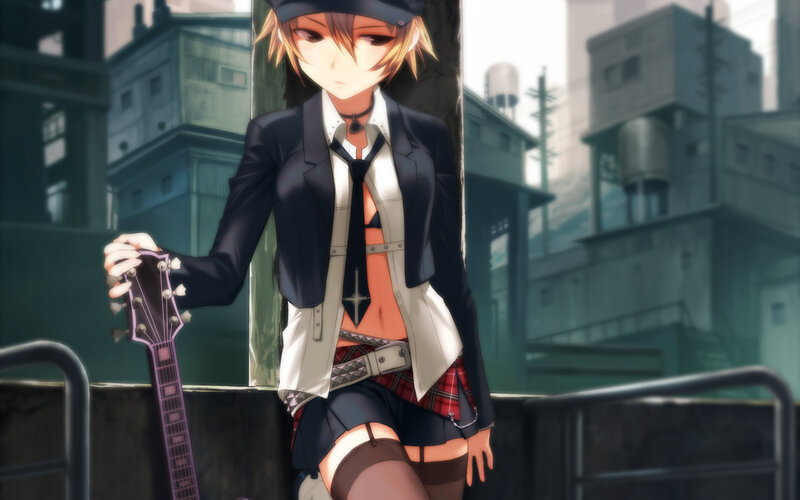 anime girl with guitar