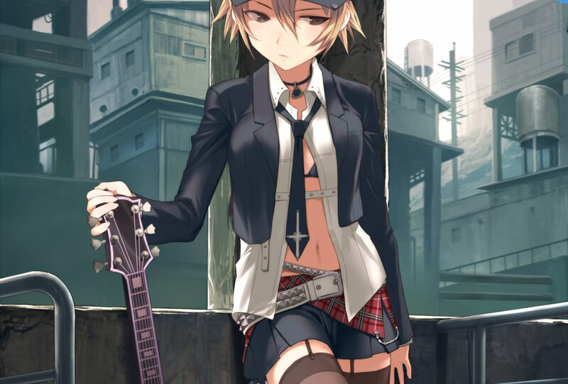 Anime girl with guitar
