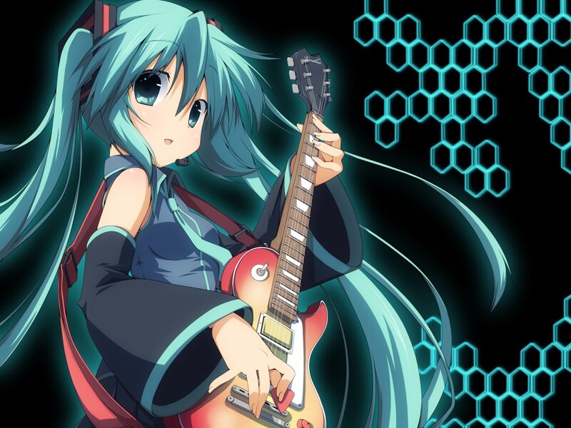 anime girl with guitar