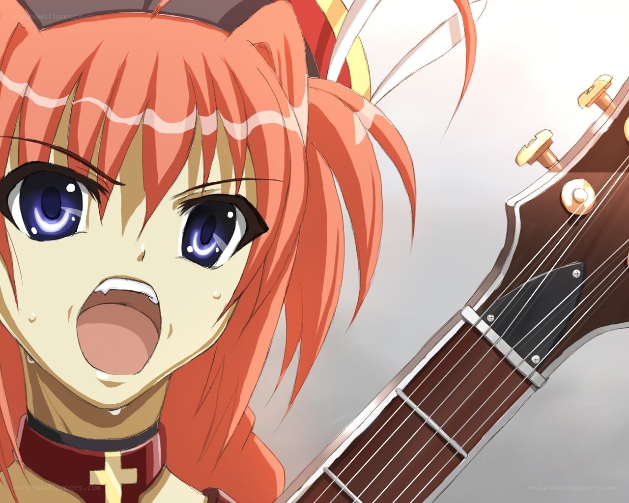 anime girl with guitar