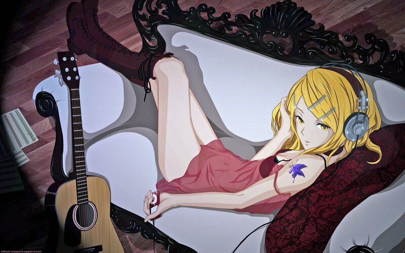 Anime girl with guitar