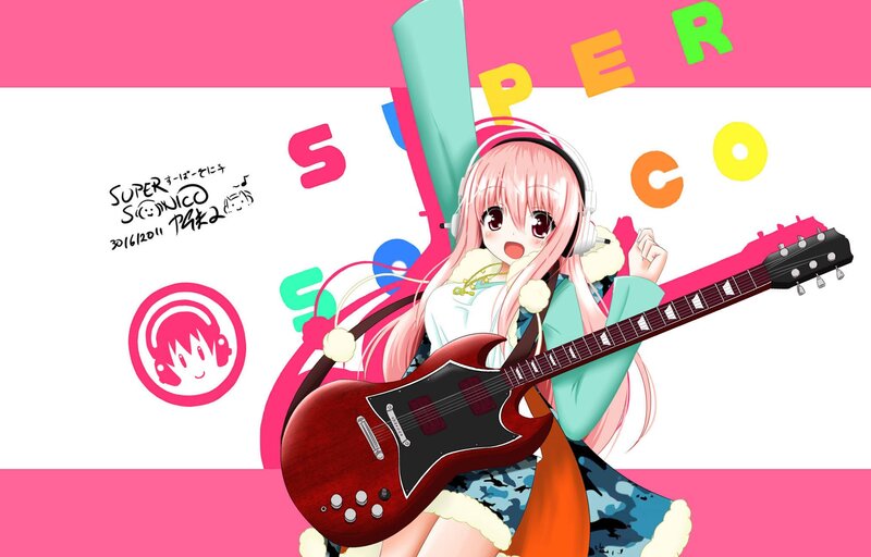 Anime girl with guitar