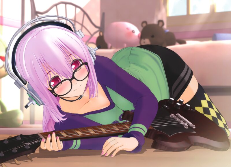 Anime girl with guitar