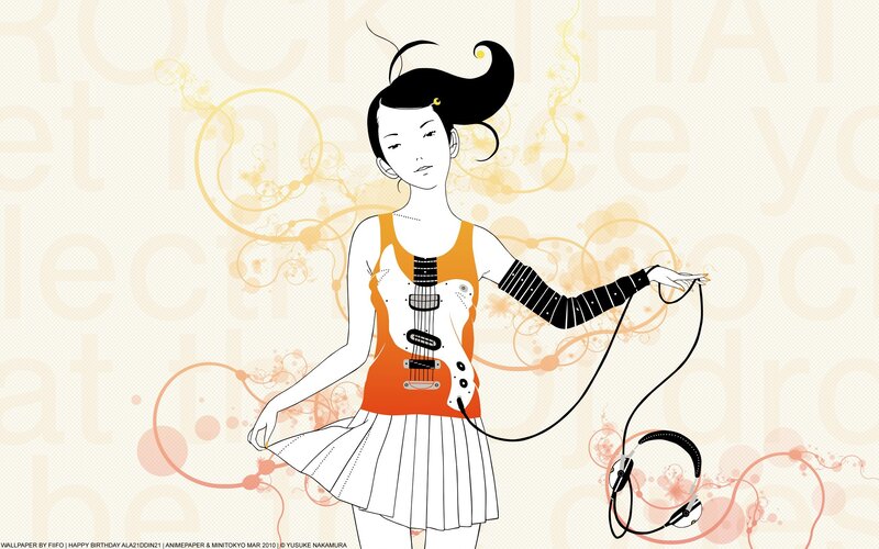 Anime girl with guitar