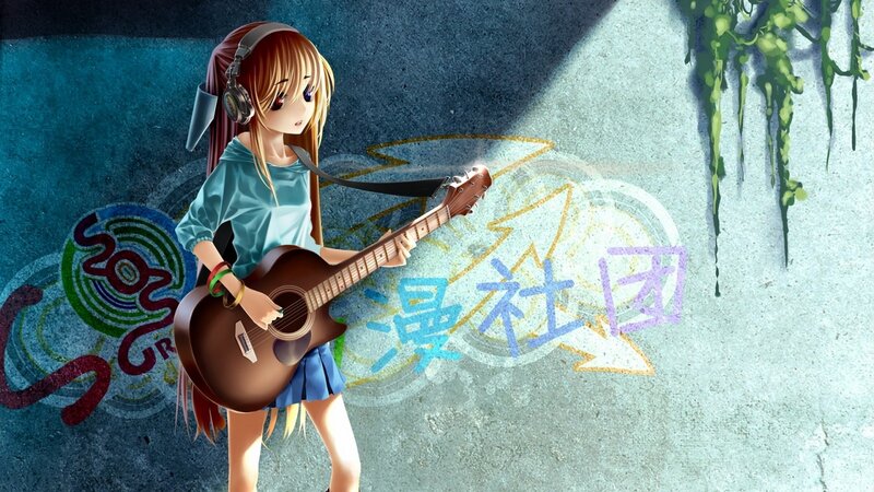 Anime girl with guitar