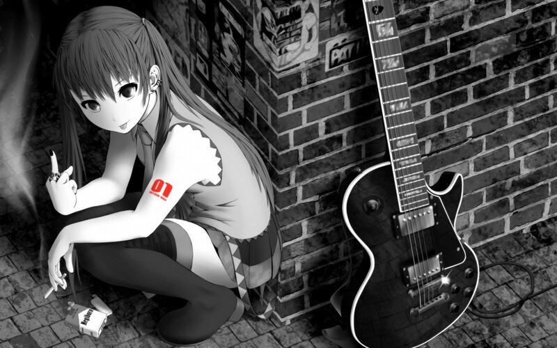 anime girl with guitar