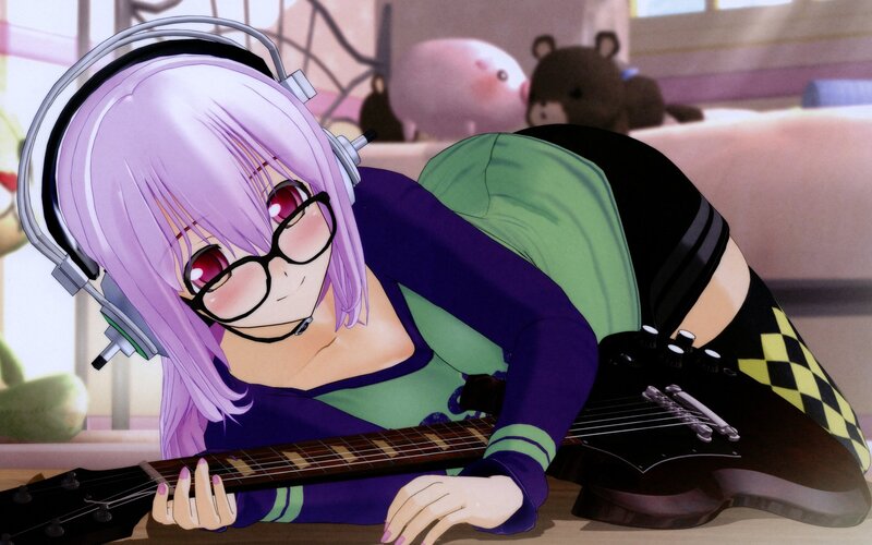 anime girl with guitar