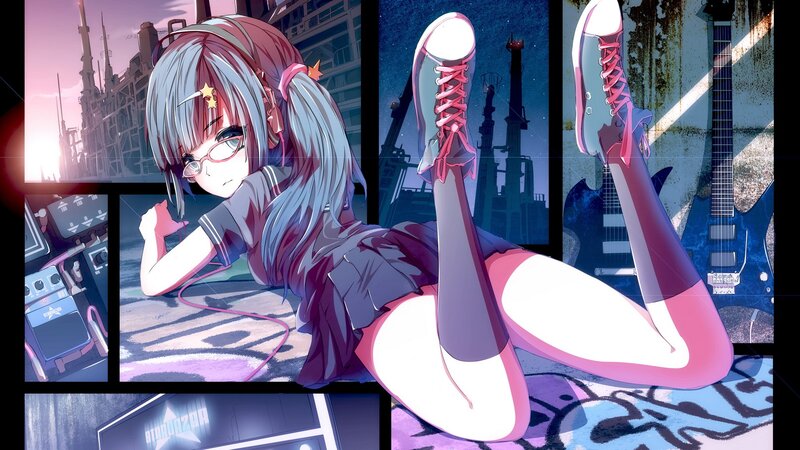 anime girl with guitar