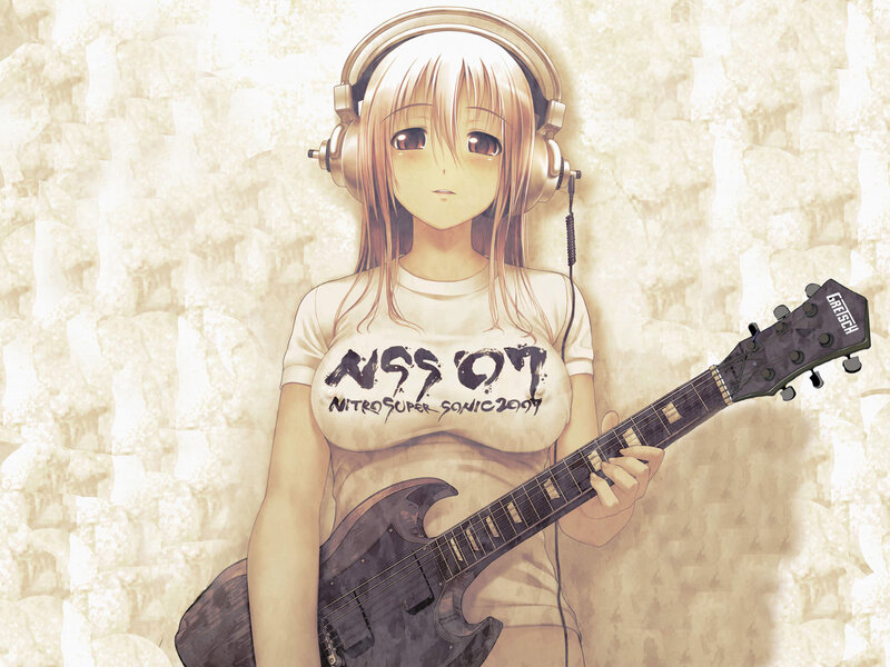 anime girl with guitar