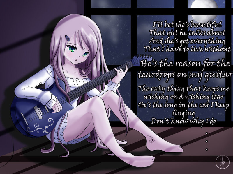 anime girl with guitar