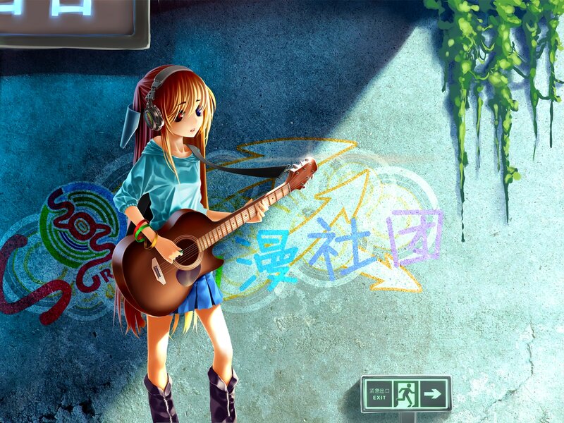 Anime girl with guitar