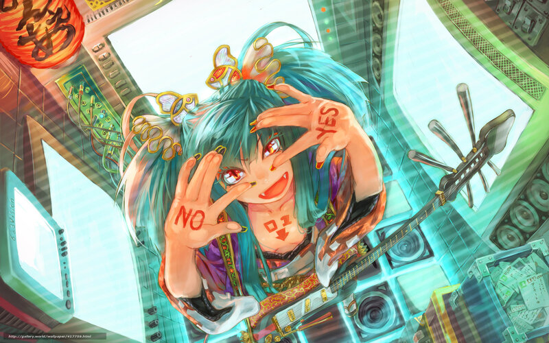 anime girl with guitar