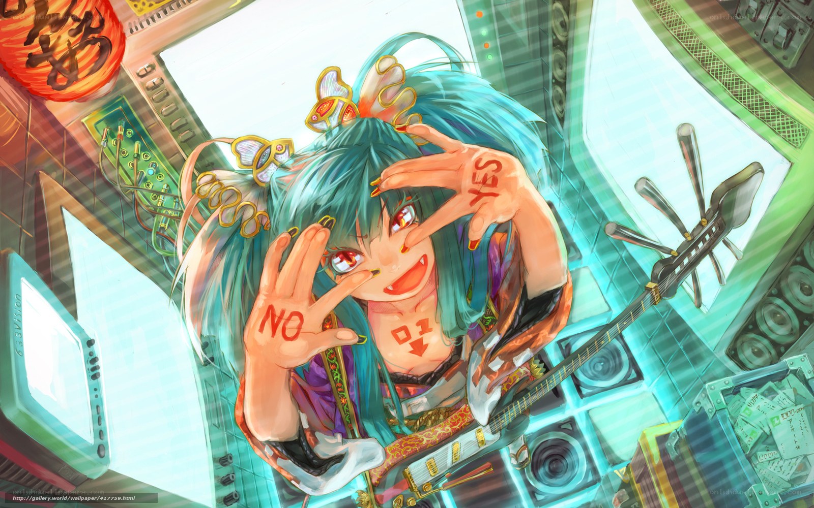 anime girl with guitar