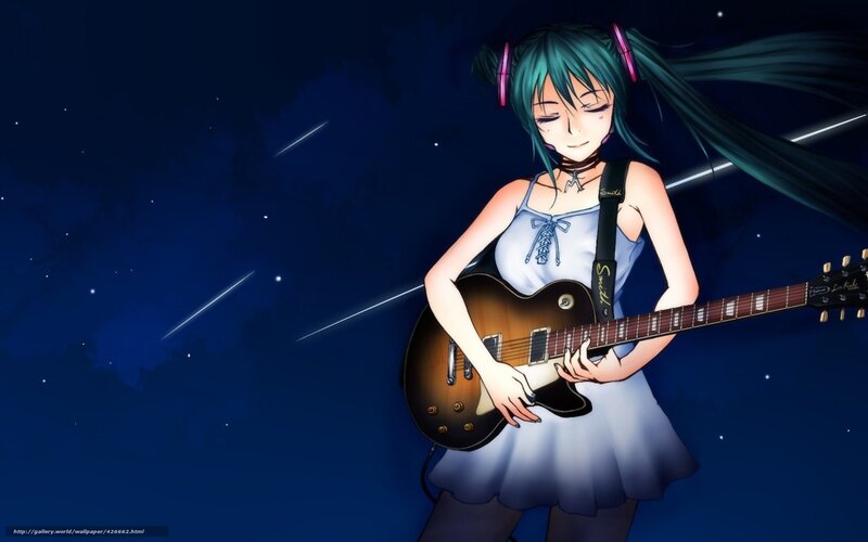 anime girl with guitar