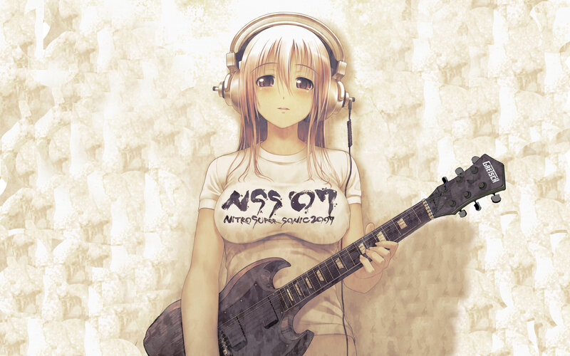 anime girl with guitar