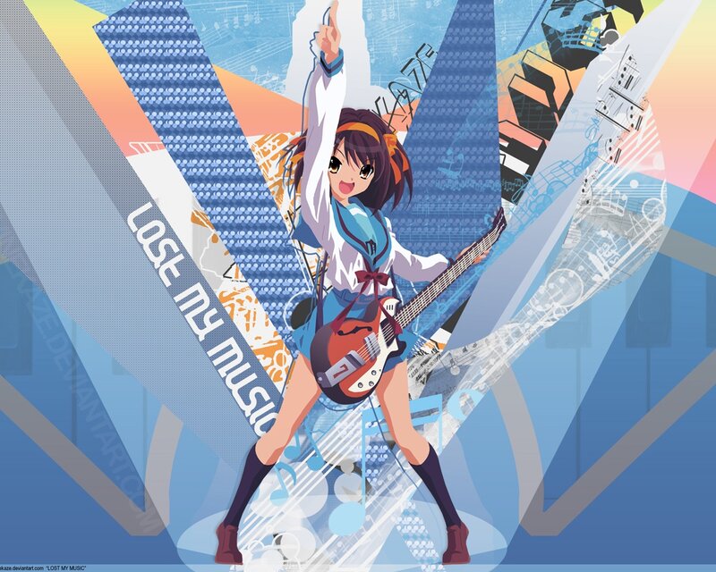 anime girl with guitar