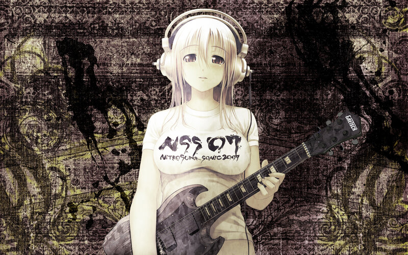 Anime girl with guitar