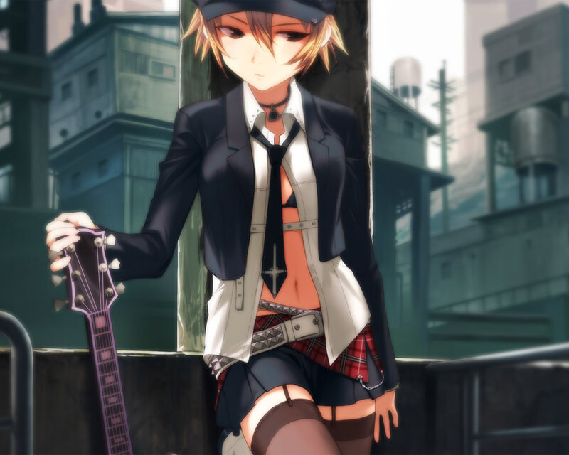 Anime girl with guitar