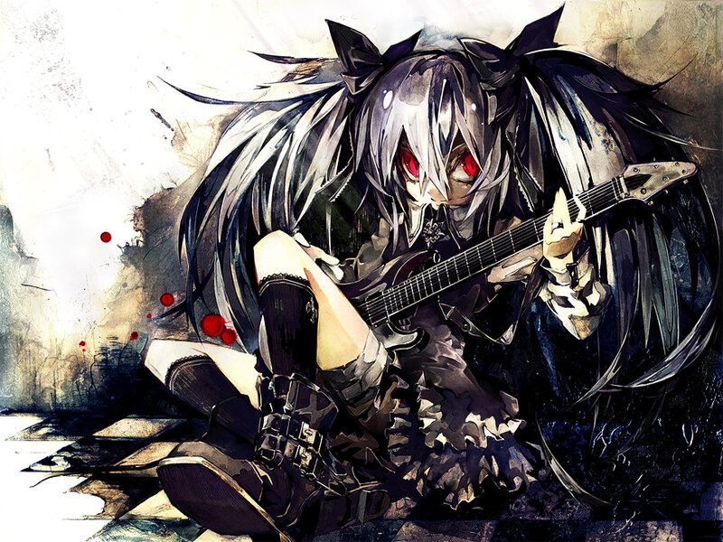 anime girl with guitar