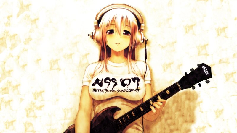 anime girl with guitar
