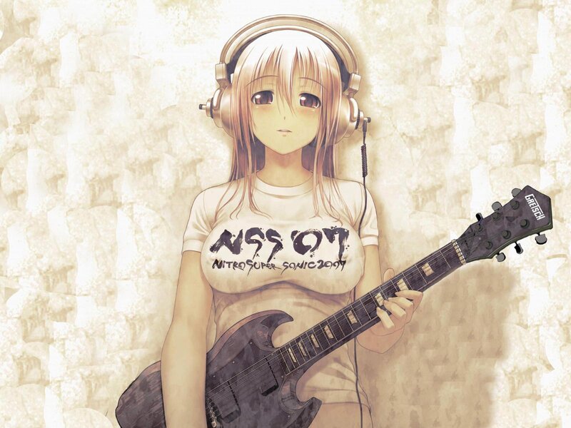 anime girl with guitar