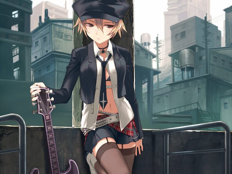 anime girl with guitar