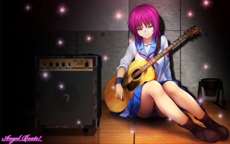 Anime girl with guitar and amp