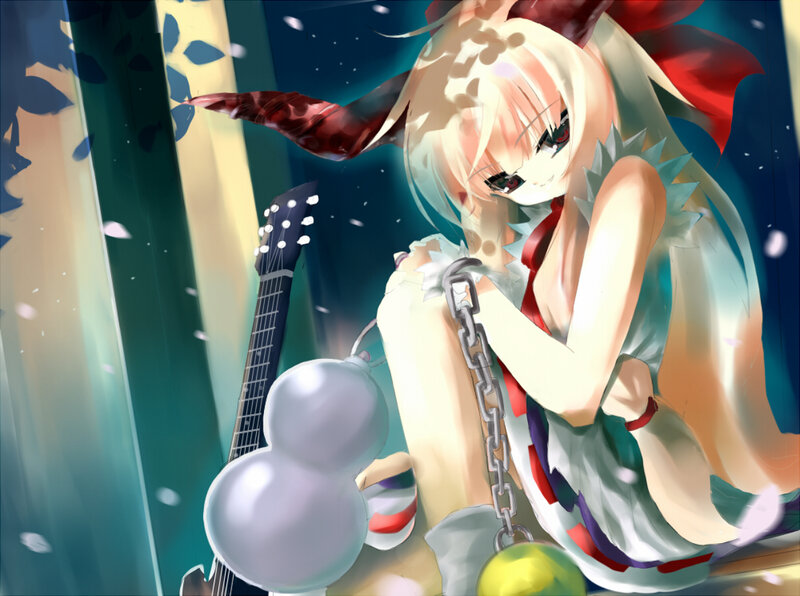 Anime girl with guitar and chains
