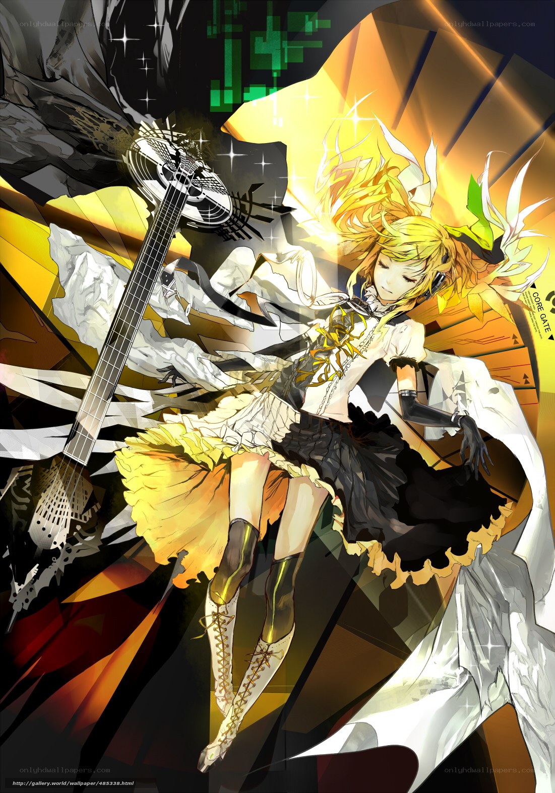 Anime girl with guitar and glowing aura