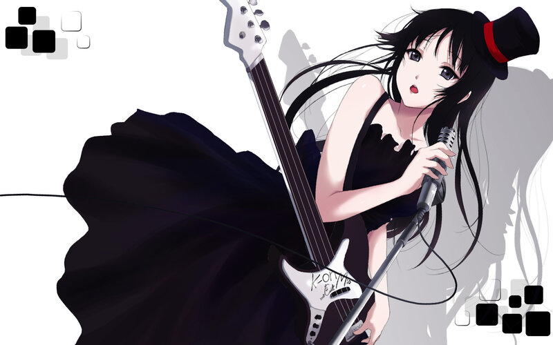 anime girl with guitar and microphone