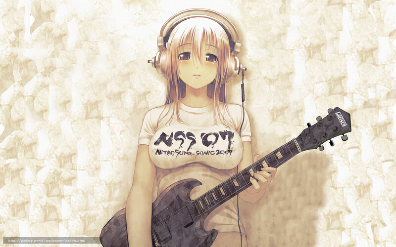 Anime Girl with Guitar — Beige, Calm