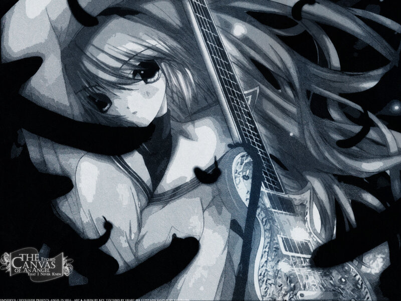 Anime Girl with Guitar — Black, Dramatic, Manga