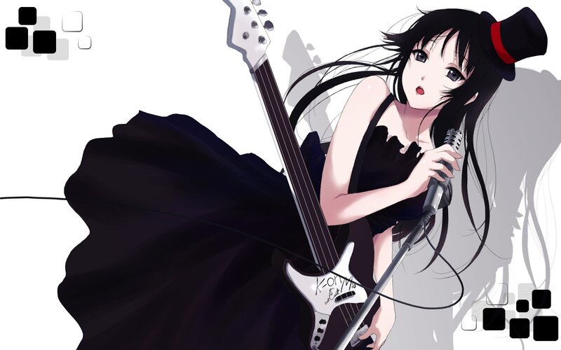 Anime Girl with Guitar — Black, Dramatic, Microphone
