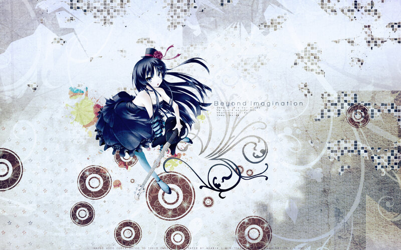 Anime Girl with Guitar — Black, Dreamy