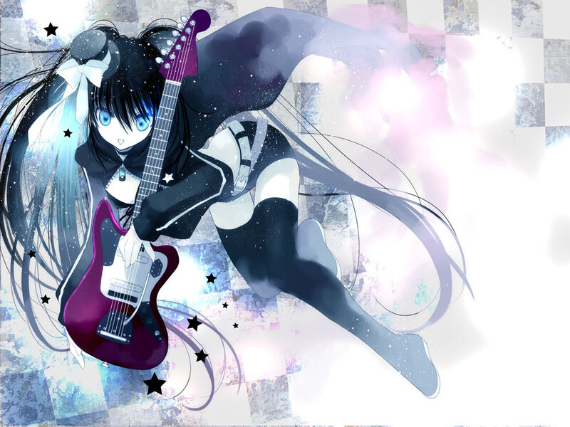 Anime Girl with Guitar — Black, Dynamic