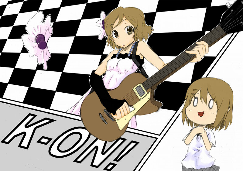 Anime Girl with Guitar — Black, Playful, Manga