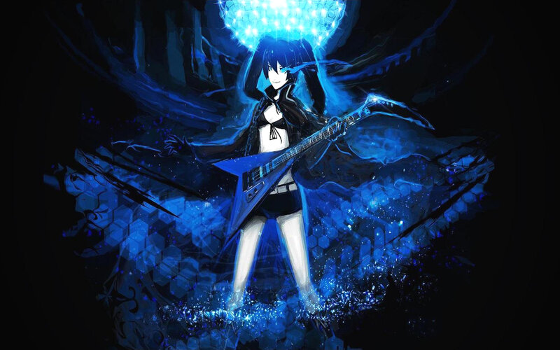 Anime Girl with Guitar — Blue, Dramatic, Night