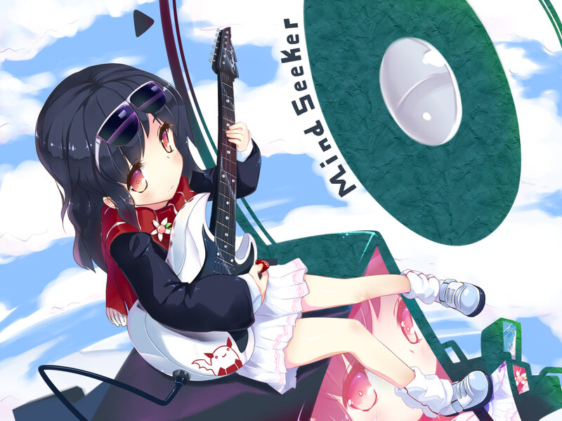 Anime Girl with Guitar — Blue, Dreamy