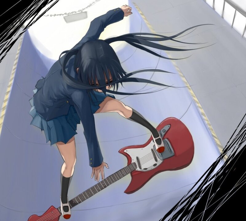 Anime Girl with Guitar — Blue, Dynamic, Manga