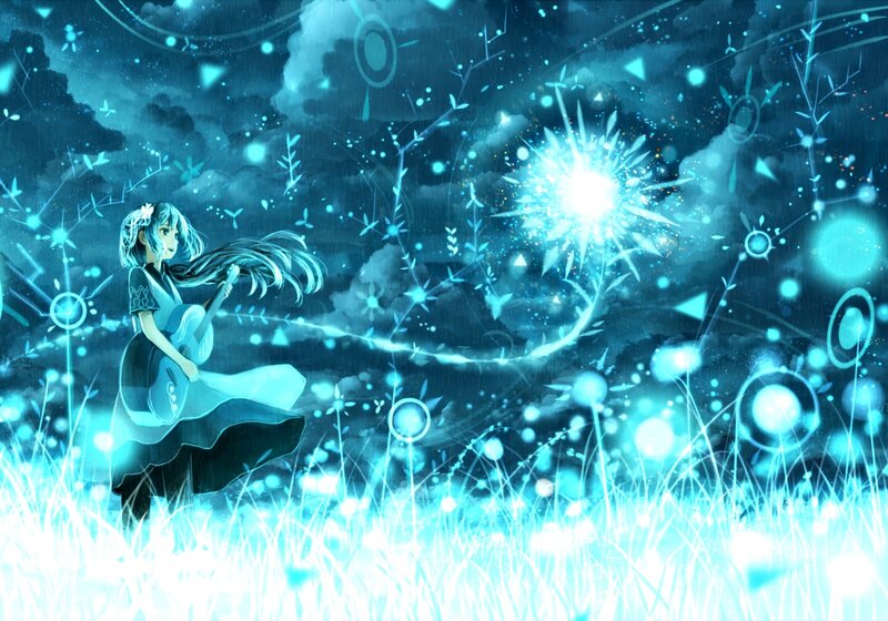 Anime Girl with Guitar — Blue, Magical