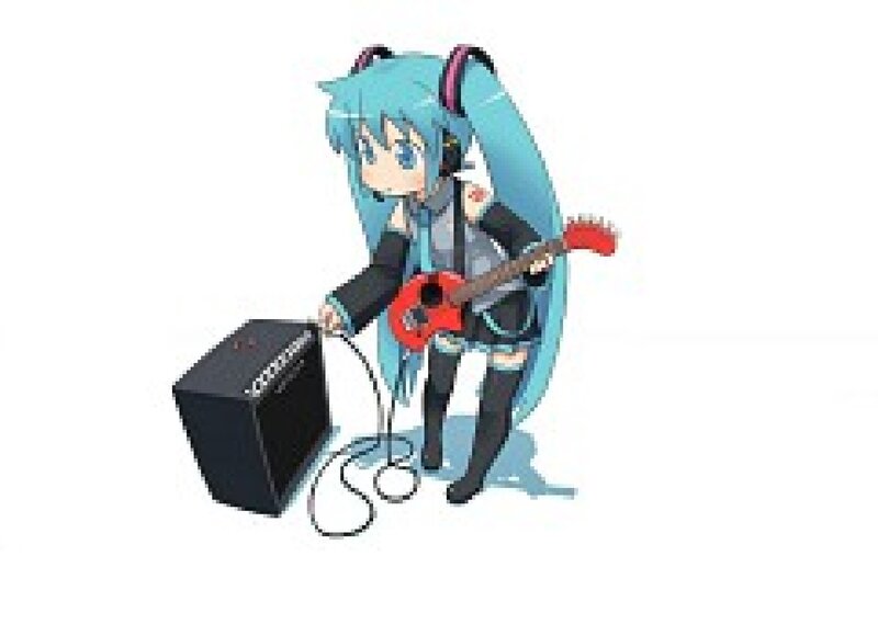 Anime Girl with Guitar — Blue, Playful