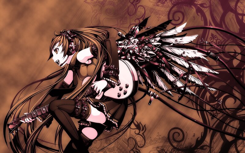 Anime Girl with Guitar — Brown, Dramatic