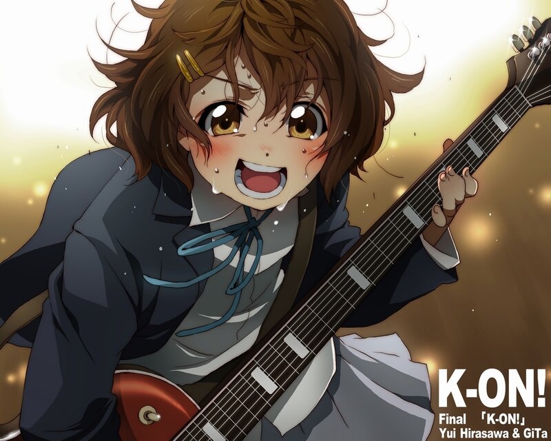 Anime Girl with Guitar — Brown, Energetic, Sunset