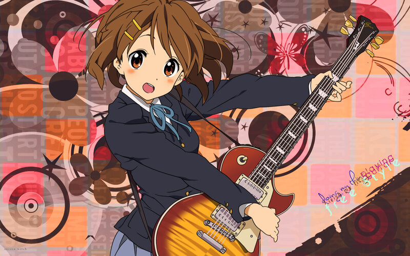 Anime Girl with Guitar — Brown, Energetic