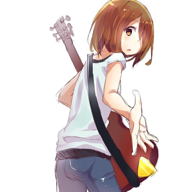 Anime Girl with Guitar — Brown, Neutral