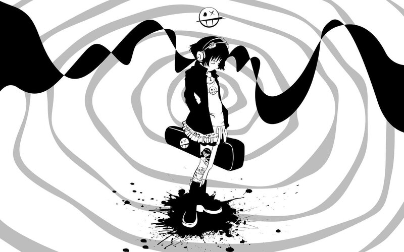 anime girl with guitar case