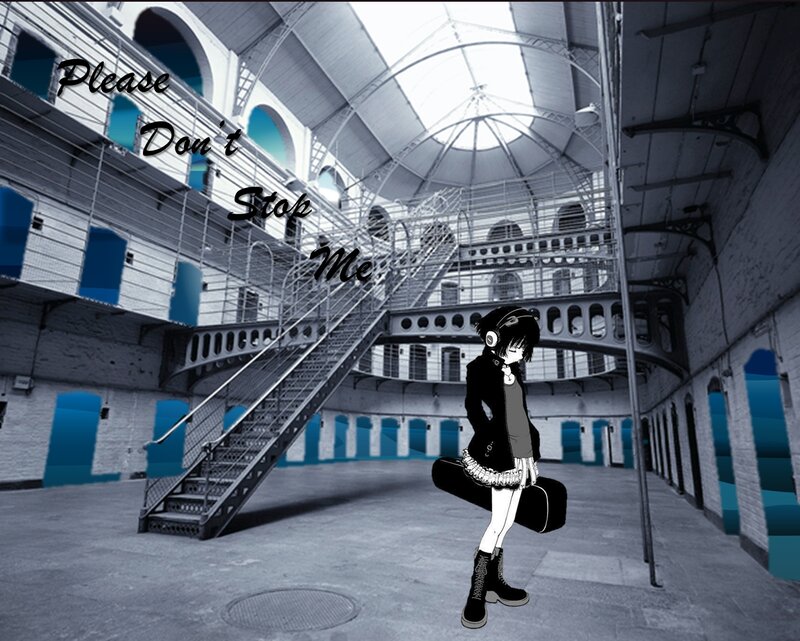 Anime Girl with Guitar Case — Black